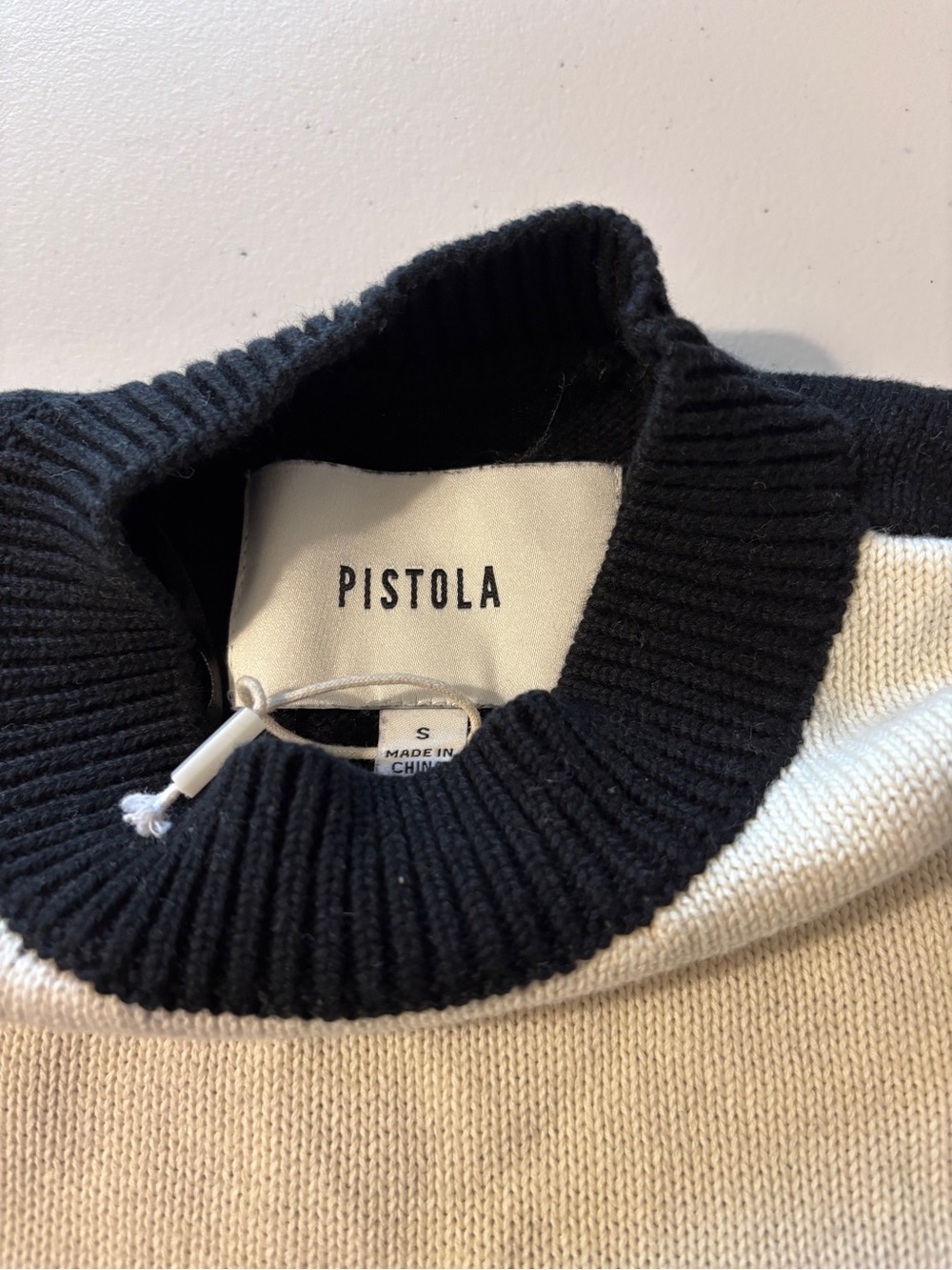 Pistola Colorblock Sweater Oversized Size Small Black Cream Yin Yang Darya Crew - Picture 10 of 12